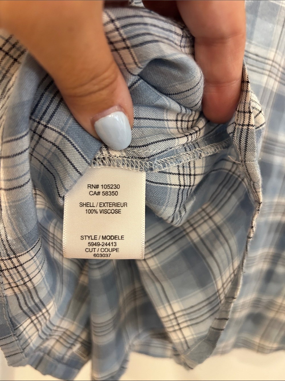 Soft Joie Light Blue Plaid Button-Up Shirt, Super Soft, Medium - Picture 7 of 10